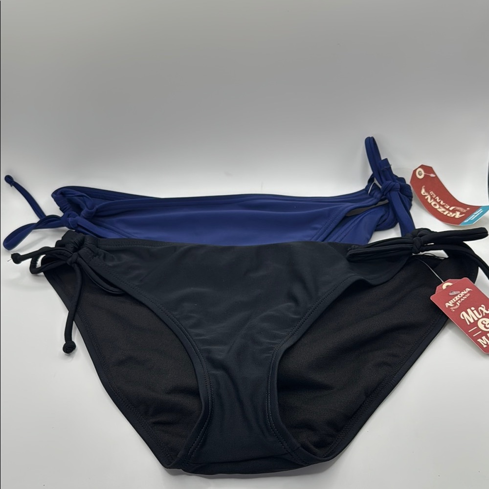 Women's Set of 2 Black and Blue Bikini Bottoms  Size L